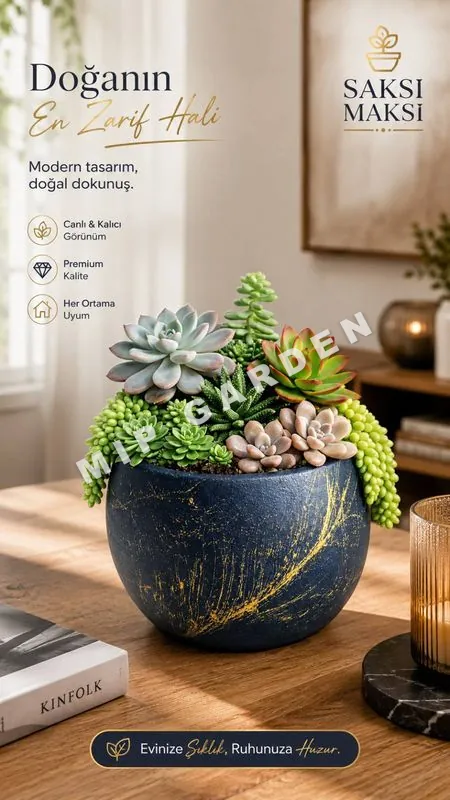 Doğal dokulu beton saksı