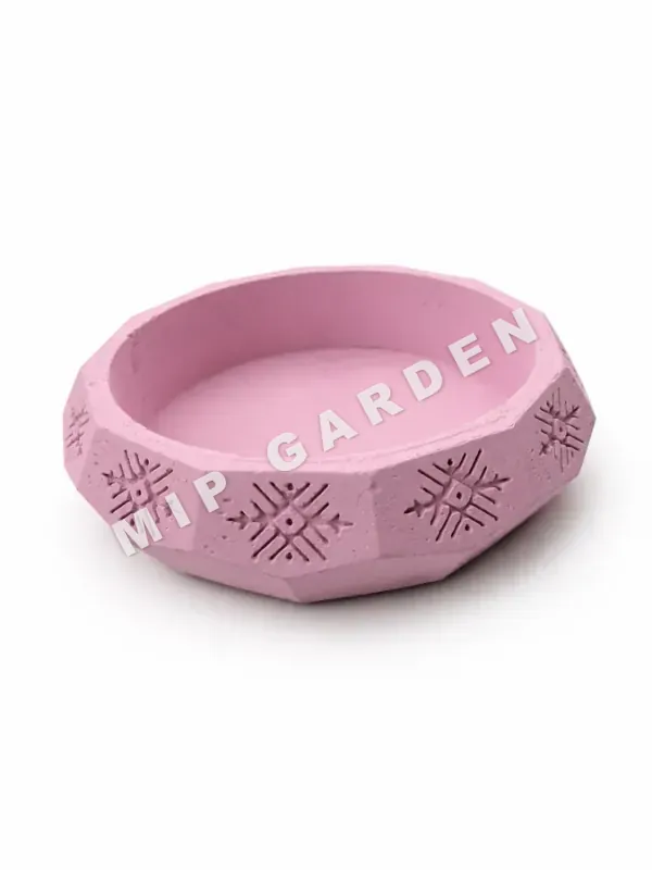Pembe Sekizgen Desenli Kase - Pembe saksı